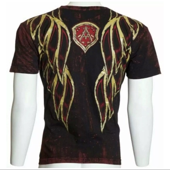 Archaic Affliction Men's T-Shirt RIDE IT Crewneck Biker Tattoo Black - Picture 4 of 5